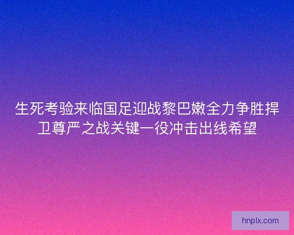 生死考验来临国足迎战黎巴嫩全力争胜捍卫尊严之战关键一役冲击出线希望